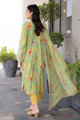 3-PC Unstitched Embroibered Lawn Suit with Embroidered Chiffon Dupatta CCS4-26